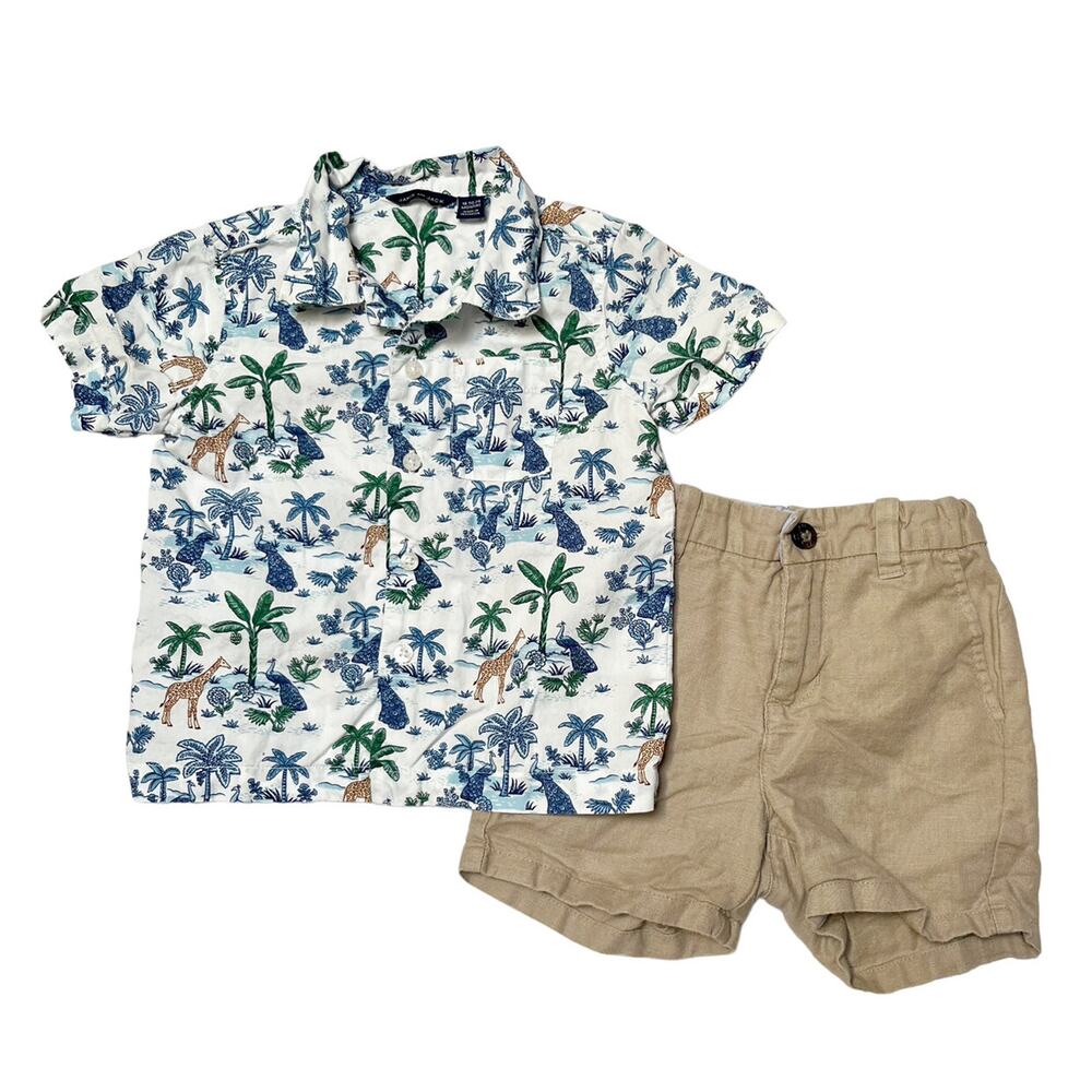Janie And Jack Linen Blend Outfit 18-24m